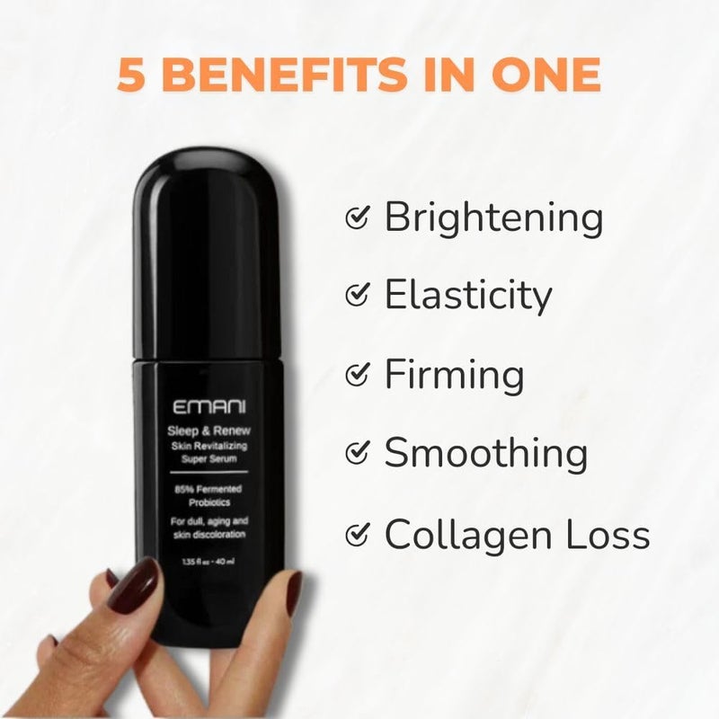 Emani Sleep & Renew Skin Revitalizing Super Serum - 85% Fermented Probiotics for Dull, Aging Skin - 1.18 Fl Oz - Image 4